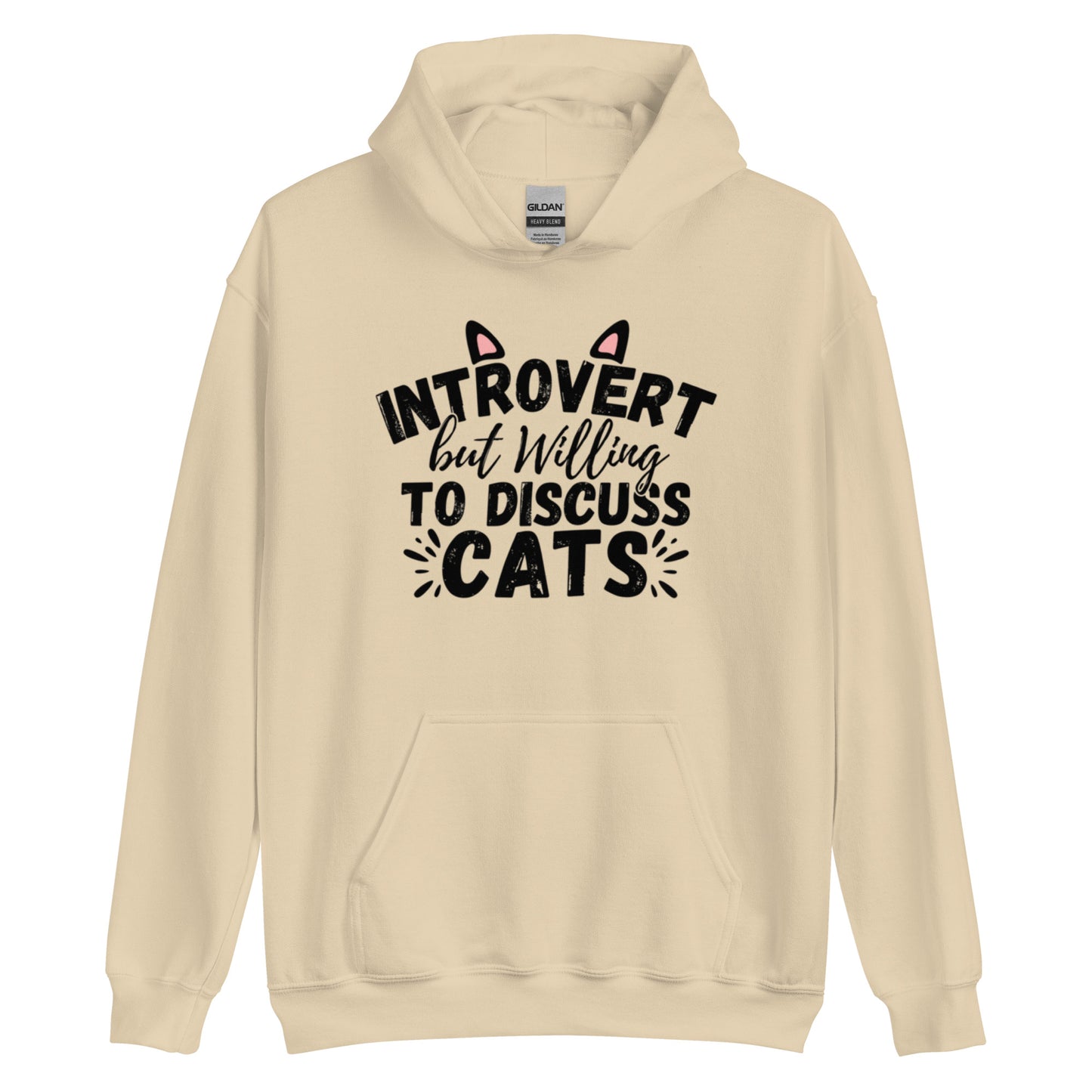 Introvert but willing to discuss cats Hoodie | Eco friendly sustainable clothing - Jessie's Art Shop