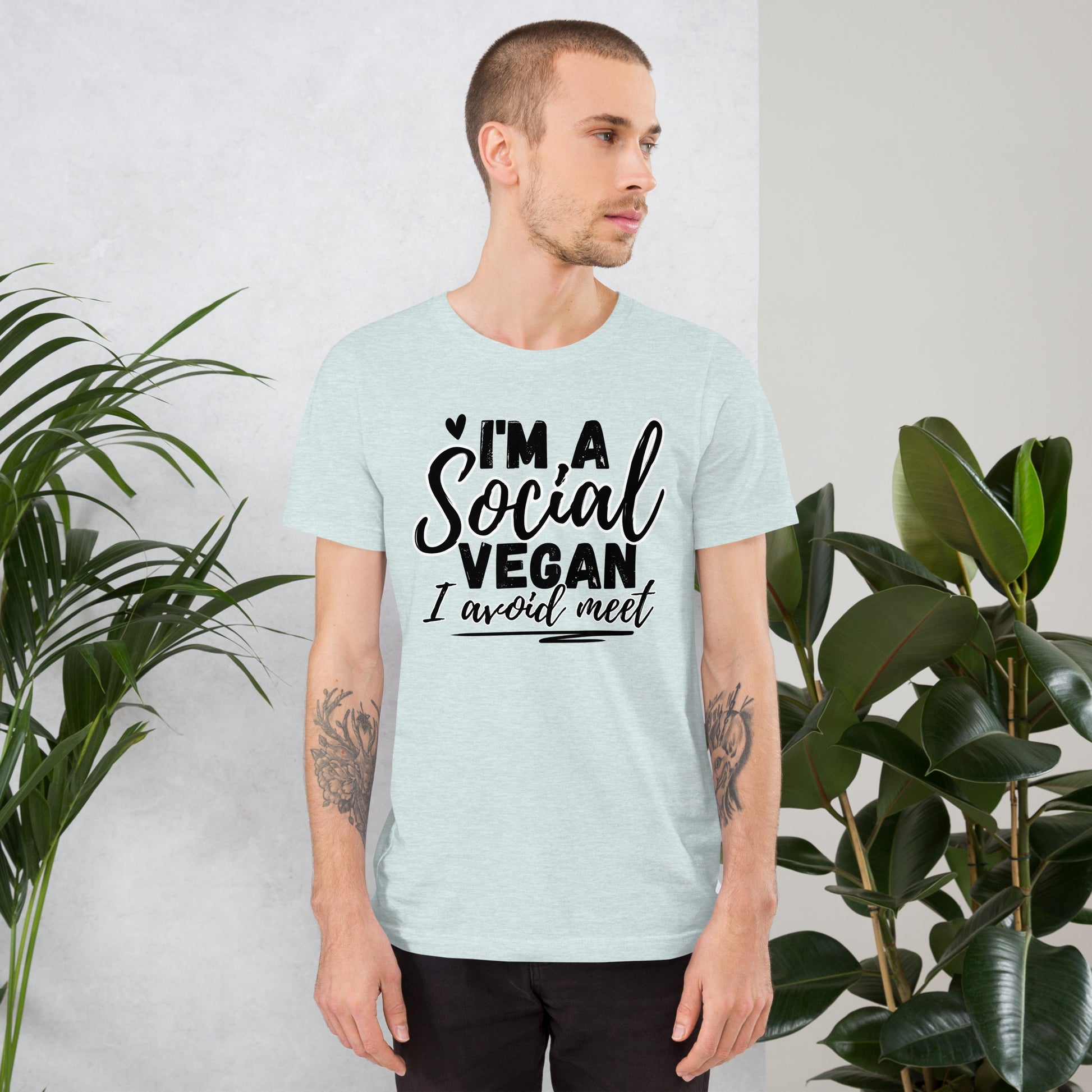 Funny Introvert Social Vegan T-shirt | I avoid meet | Premium tee - Jessie's Art Shop