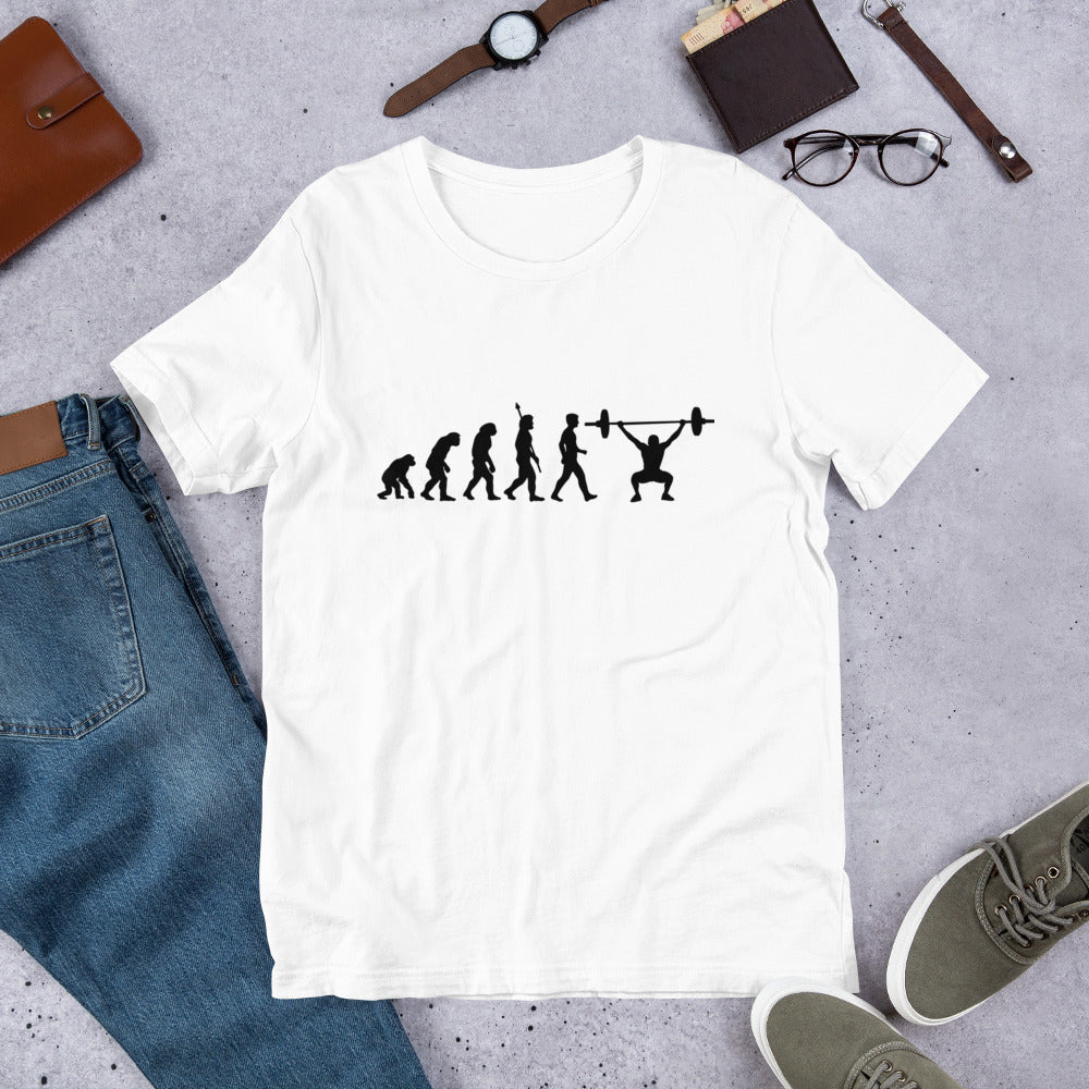 Camiseta de levantador de pesas Evolution of Humans | Camiseta ecológica de primera calidad