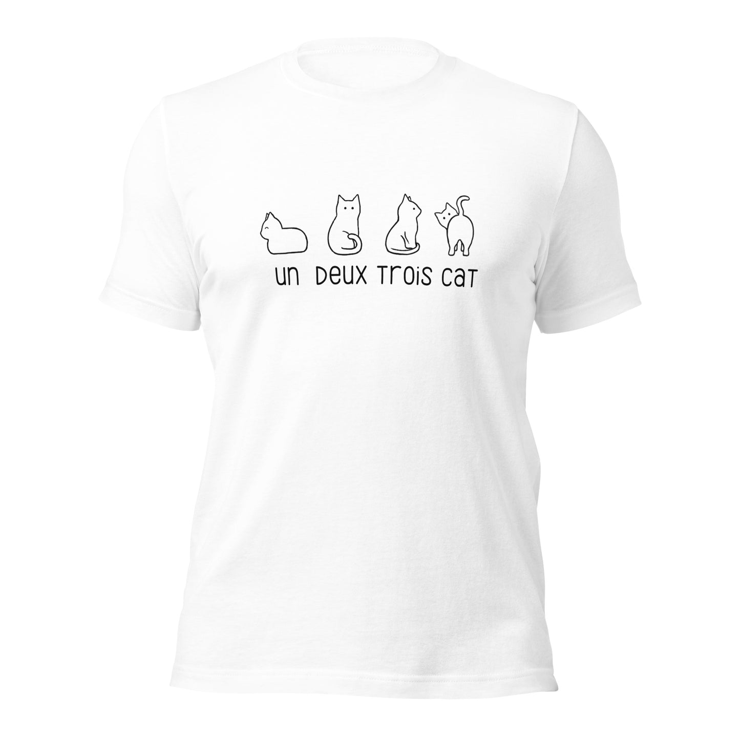 Funny Cat T-shirt | Un Deux Trois Cat | Premium Cotton Tee - Jessie's Art Shop