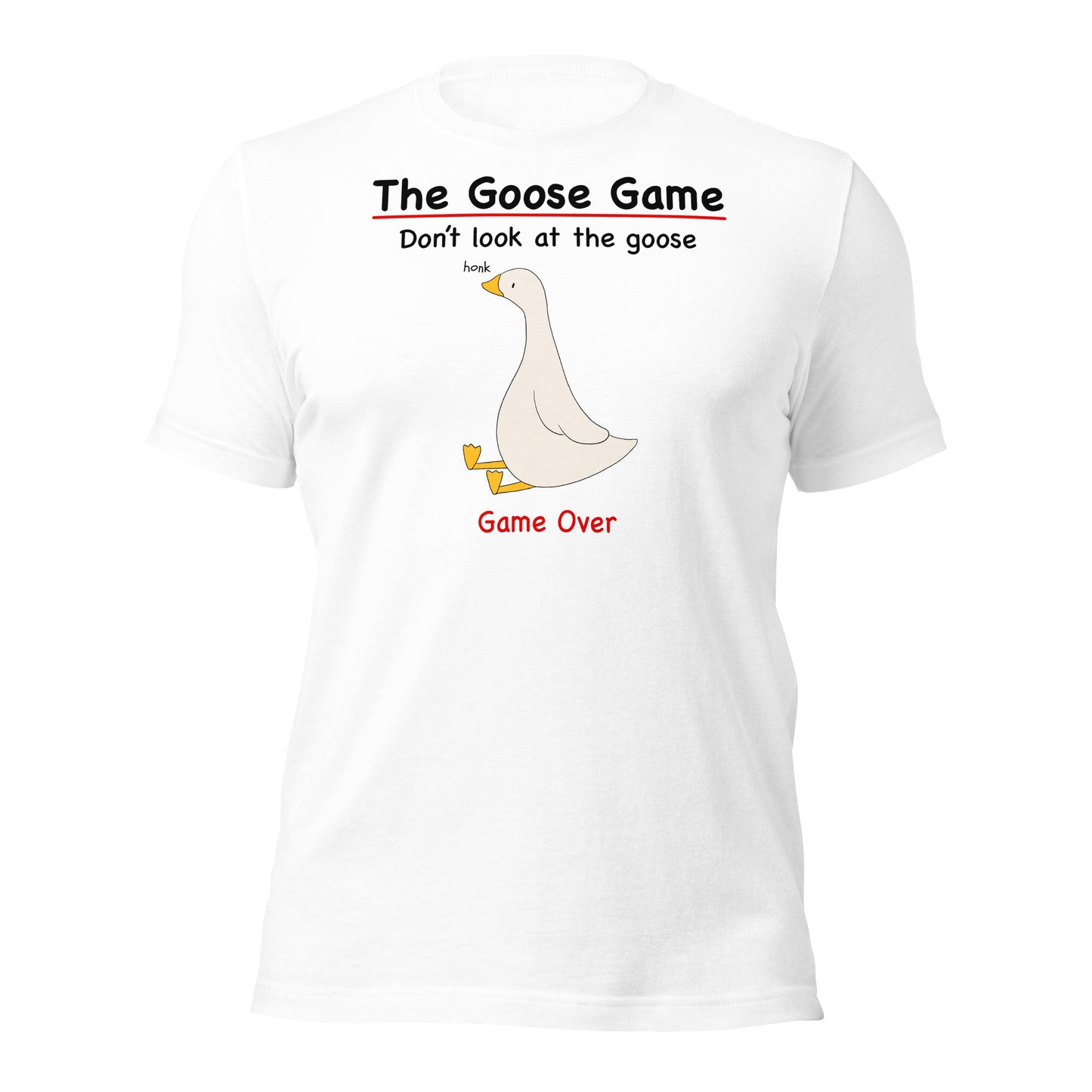 Funny goose T-shirt | Goose game don't look at the goose | Premium Cotton Tee - Jessie's Art Shop