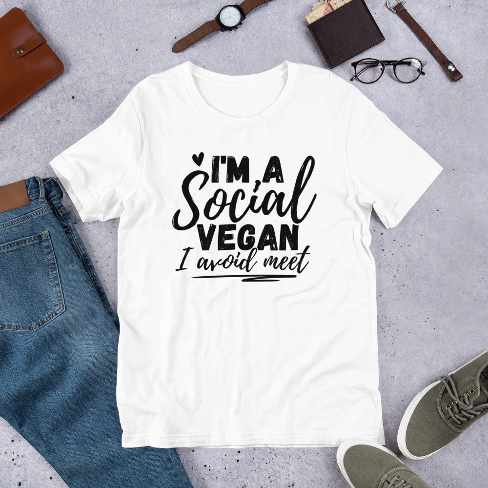 Funny Introvert Social Vegan T-shirt | I avoid meet | Premium tee - Jessie's Art Shop