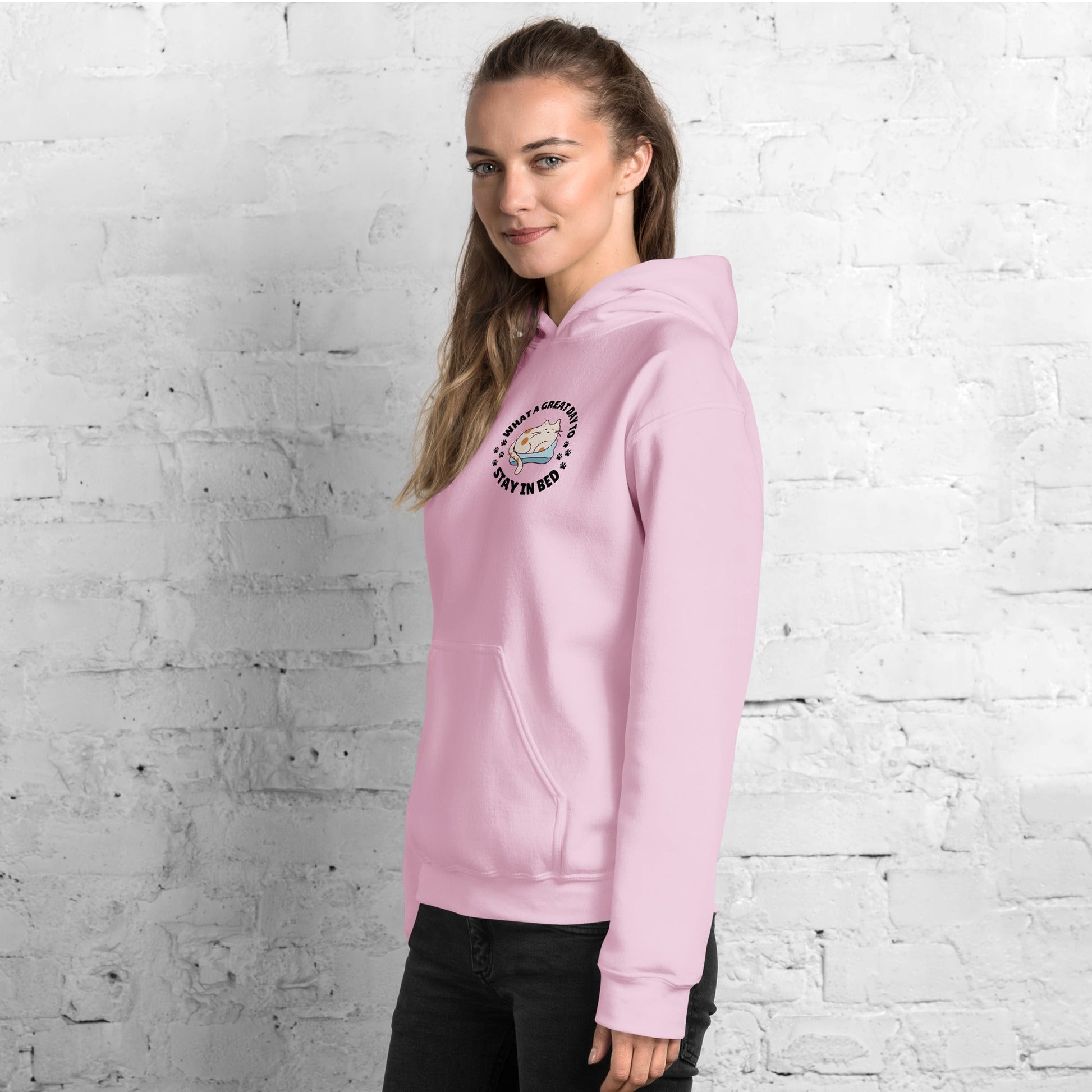 What a great day to stay in bed Hoodie | Eco friendly sustainable clothing - Jessie's Art Shop