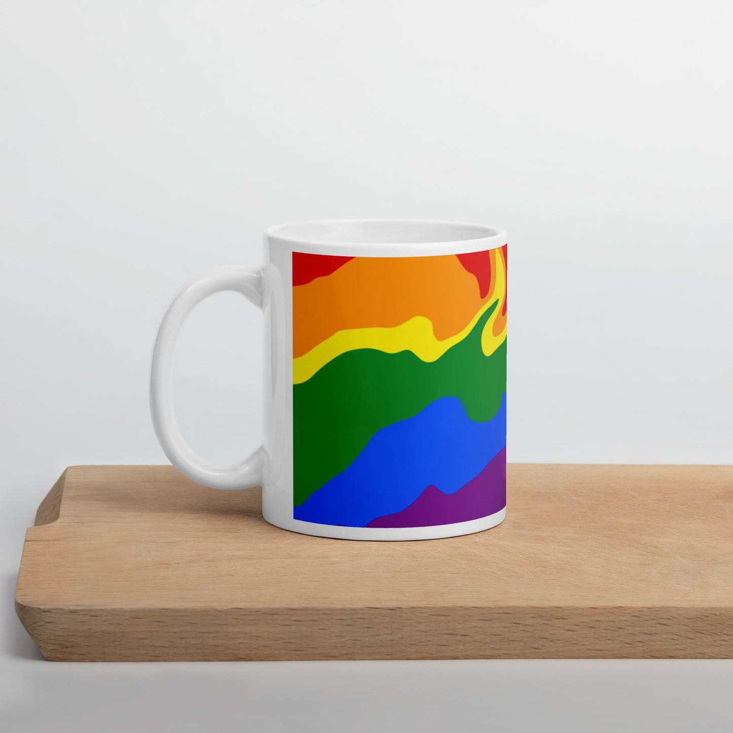 Gay Flag Wavy Design Mug | LGBTQ+ MLM Eco Friendly Cup - Jessie's Art Shop