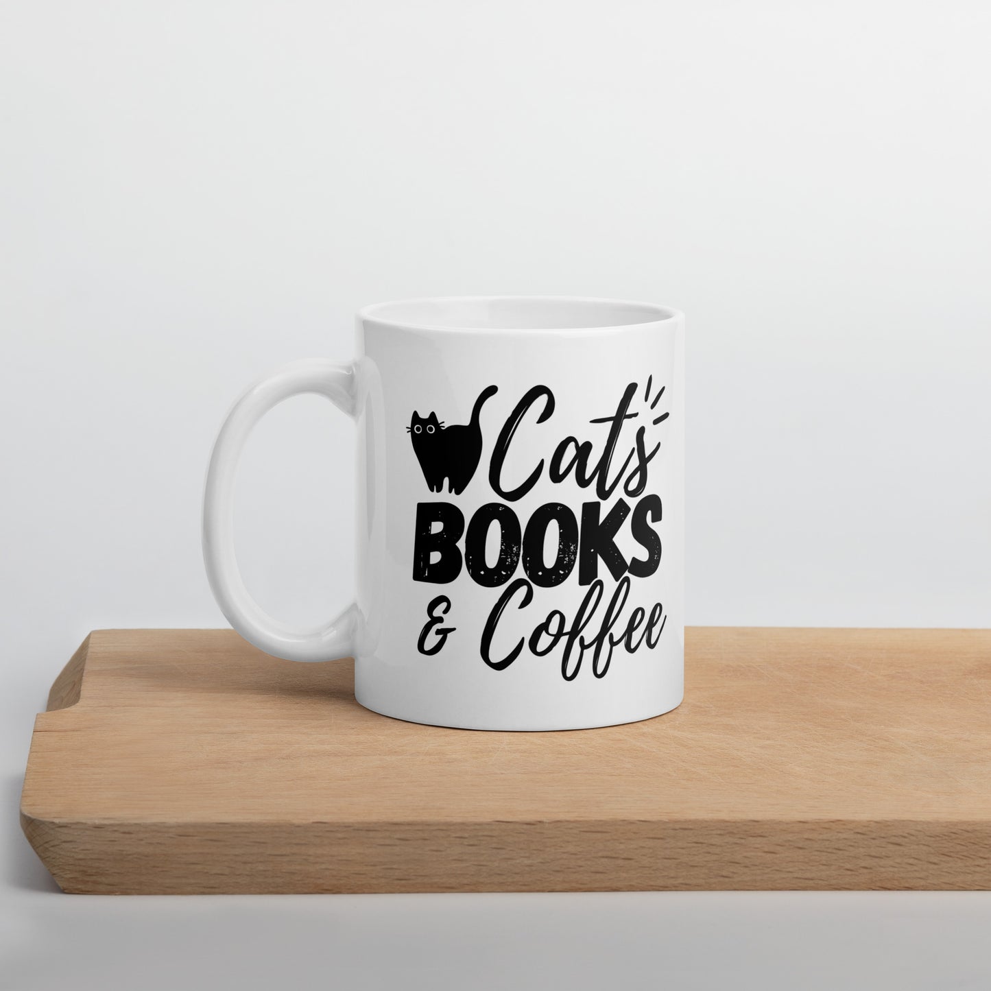 Cats Books and Coffee Mug | Wordart Design | Eco-Friendly Cup - Jessie's Art Shop