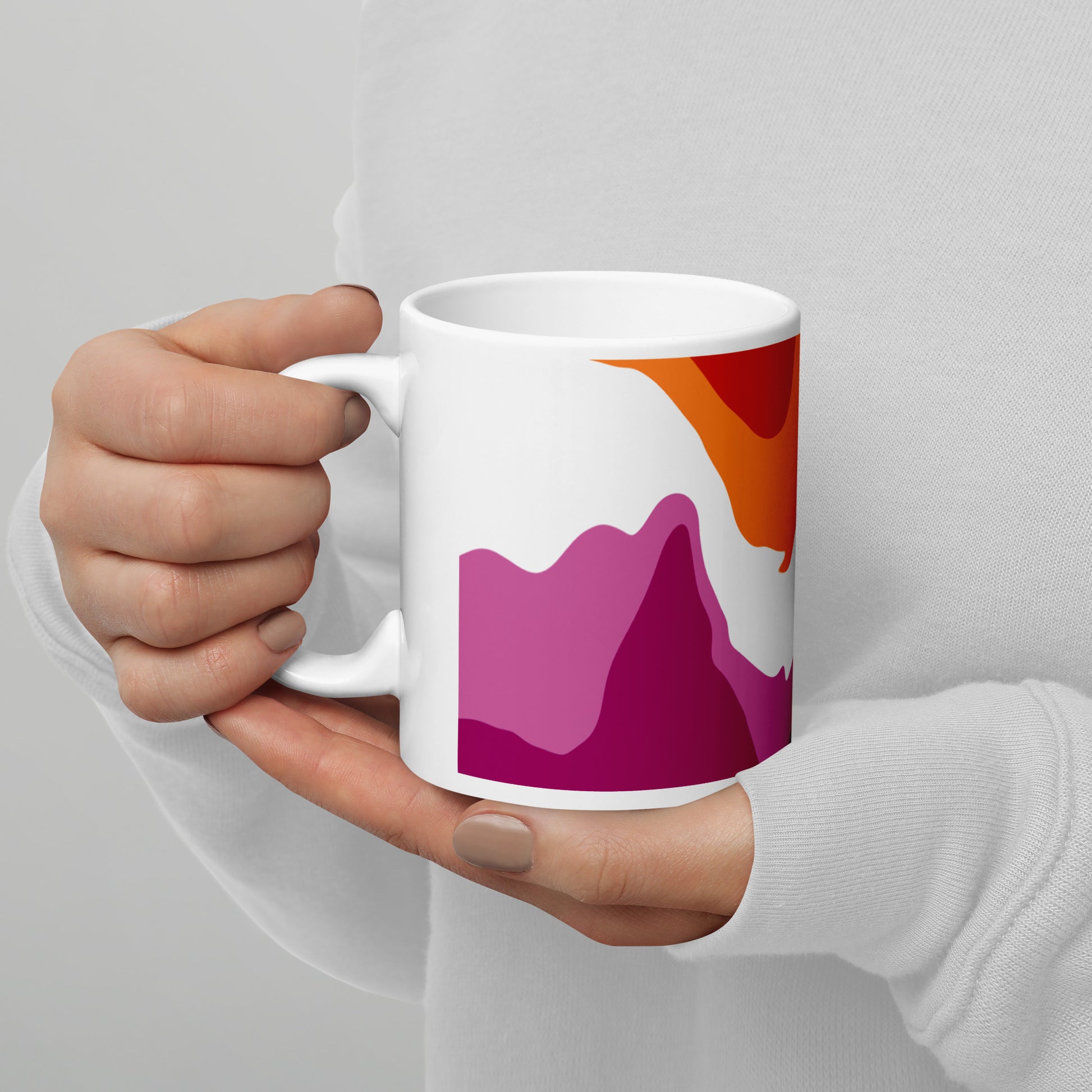 Lesbian Flag Wavy Design Mug | LGBTQ+ Eco Friendly Cup - Jessie's Art Shop