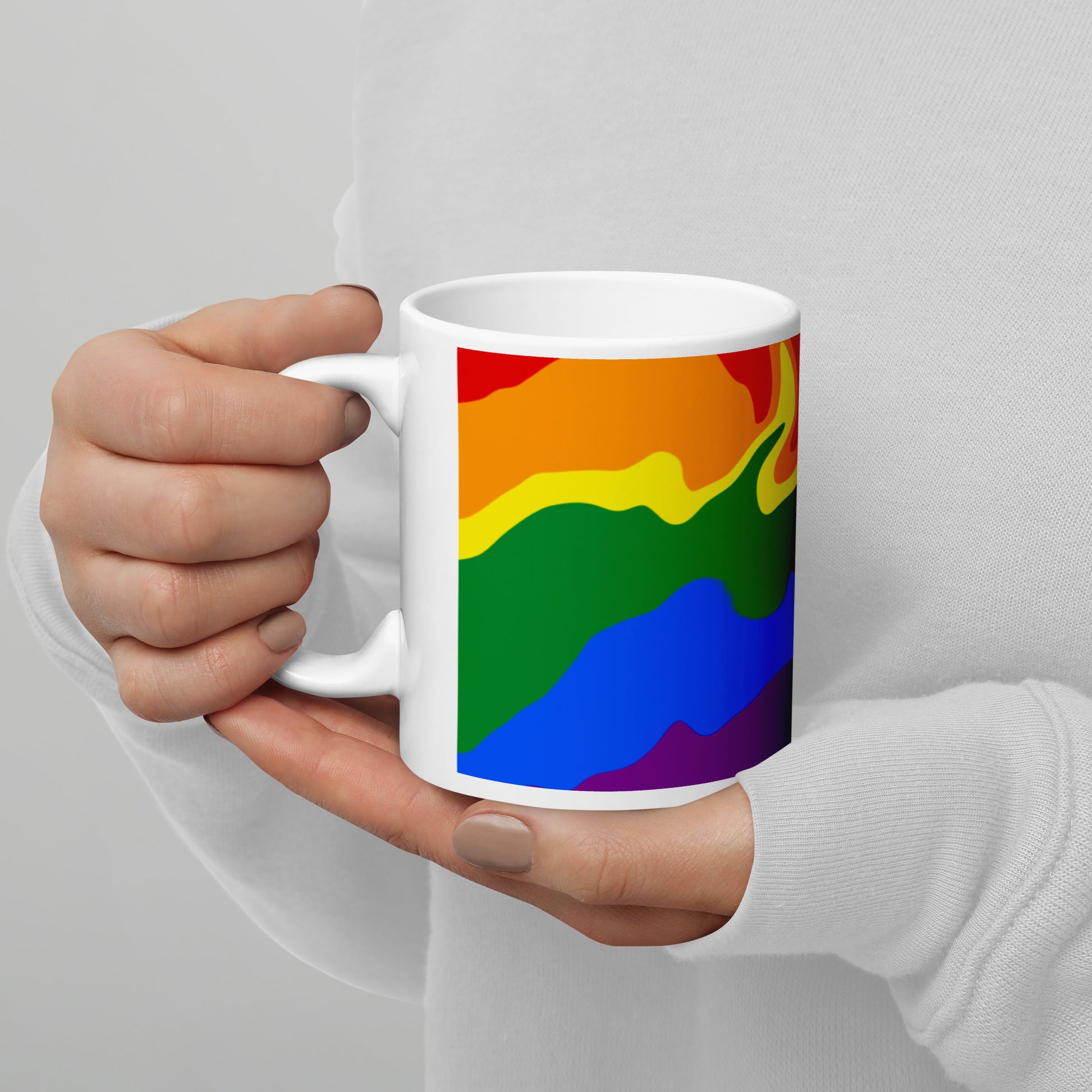 Gay Flag Wavy Design Mug | LGBTQ+ MLM Eco Friendly Cup - Jessie's Art Shop