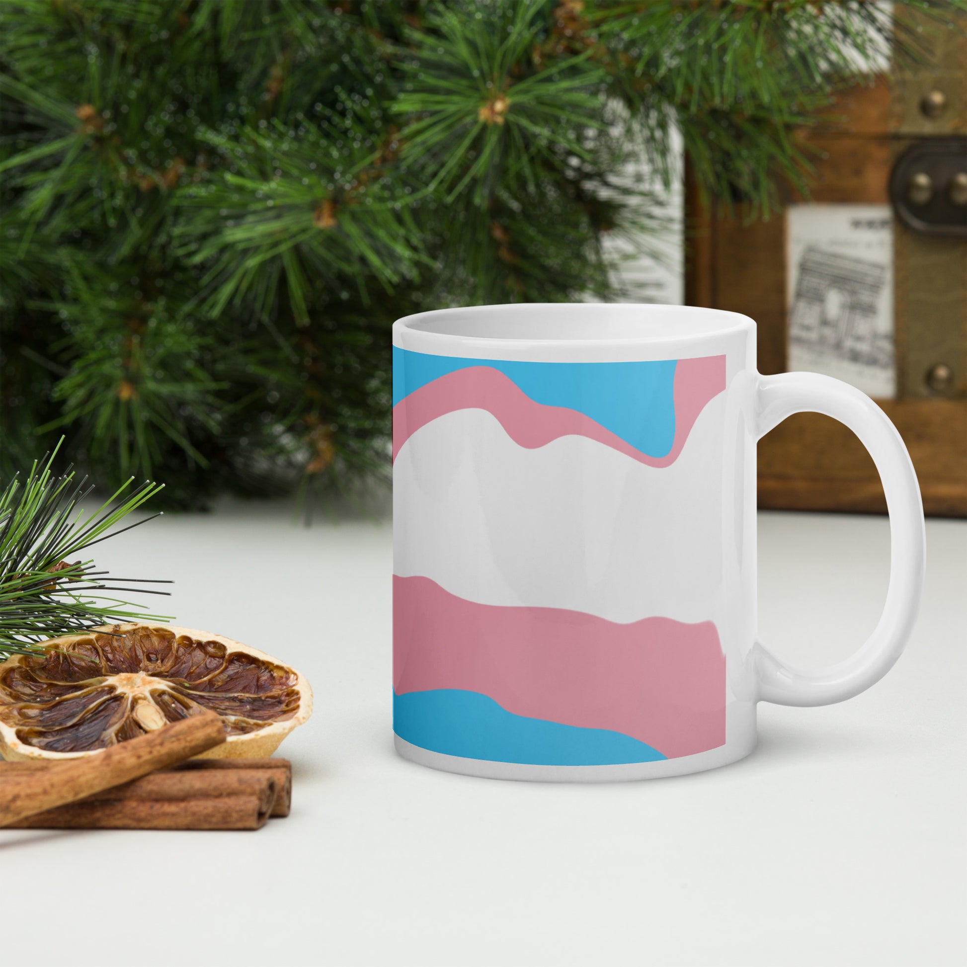 Trans Flag Wavy Design Mug | Eco Friendly Cup - Jessie's Art Shop