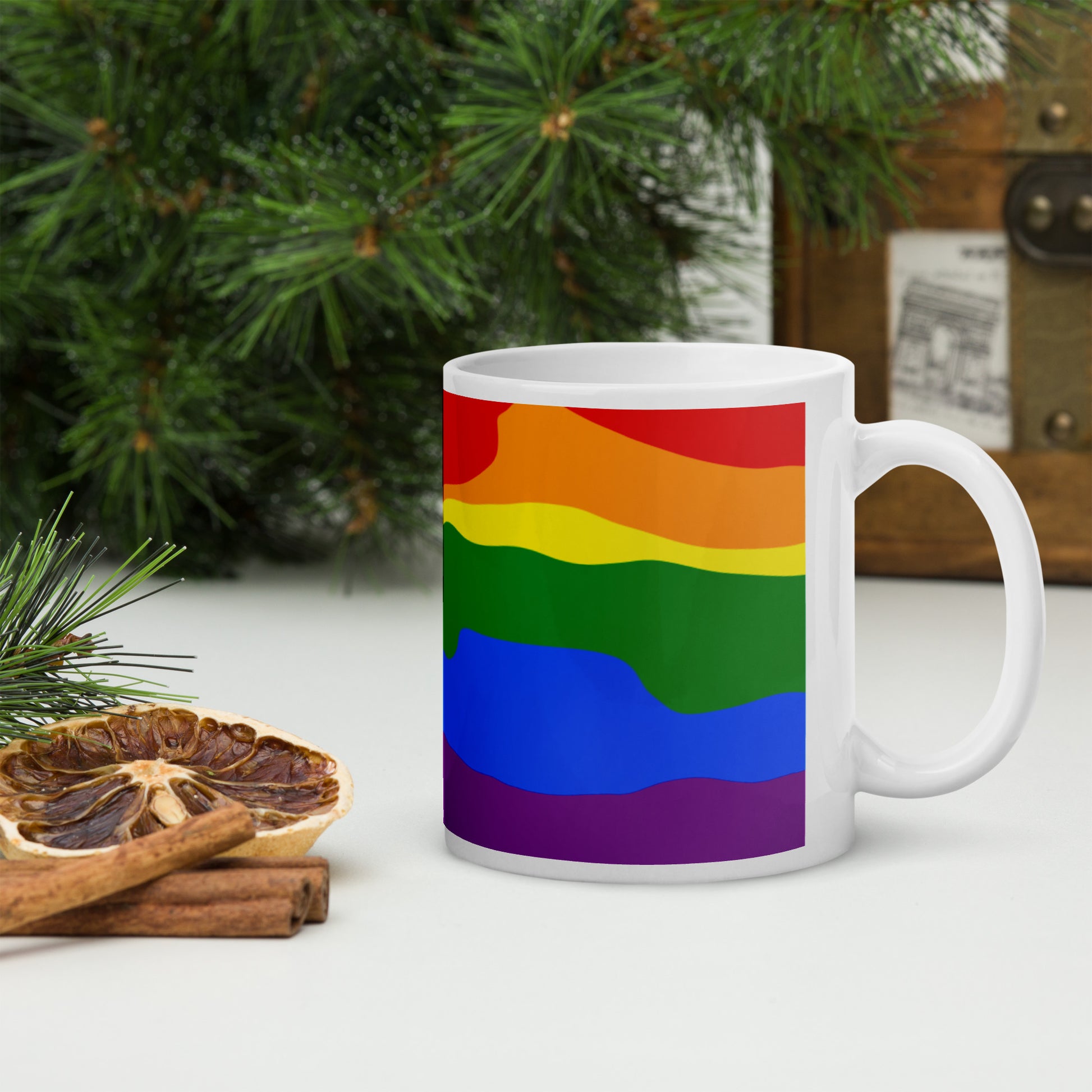 Gay Flag Wavy Design Mug | LGBTQ+ MLM Eco Friendly Cup - Jessie's Art Shop