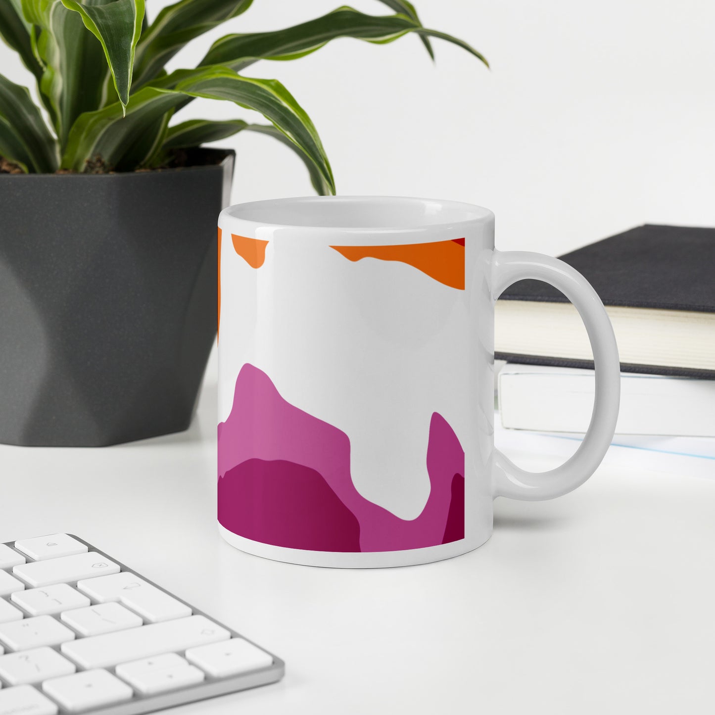 Lesbian Flag Wavy Design Mug | LGBTQ+ Eco Friendly Cup - Jessie's Art Shop