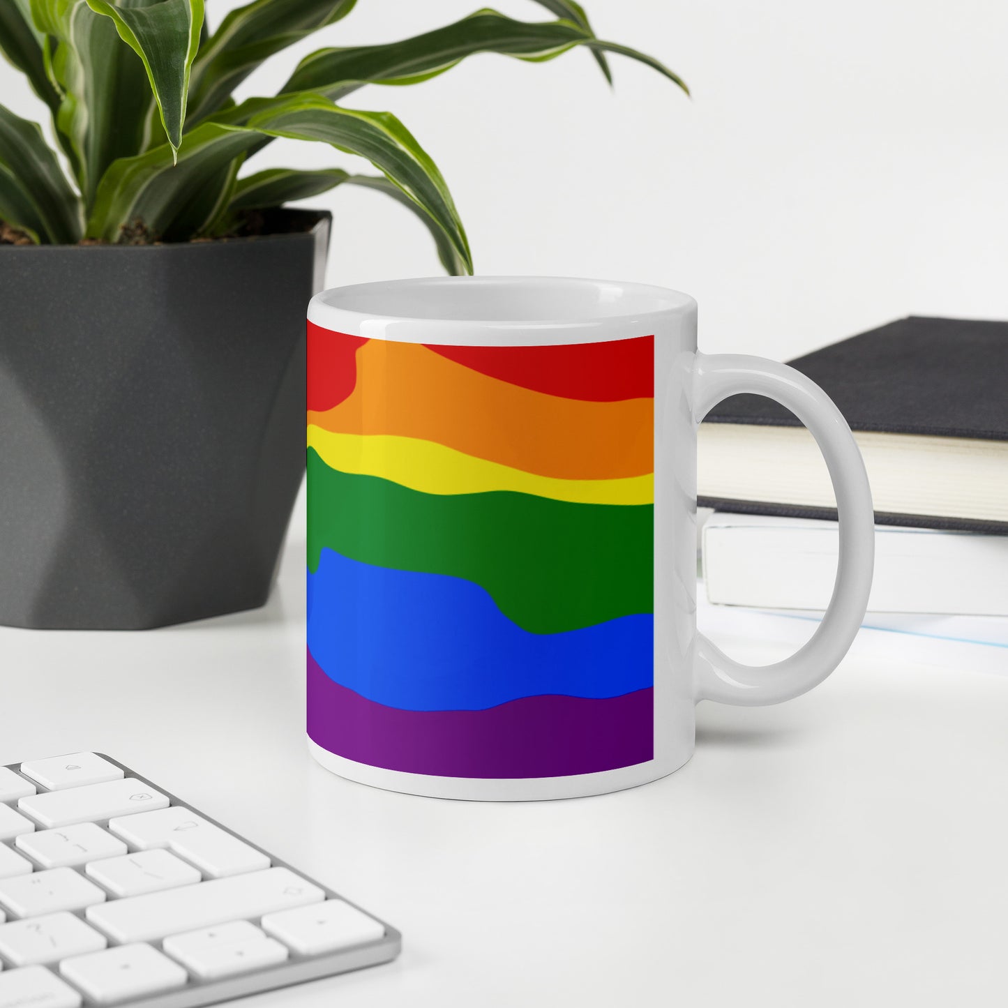 Gay Flag Wavy Design Mug | LGBTQ+ MLM Eco Friendly Cup - Jessie's Art Shop