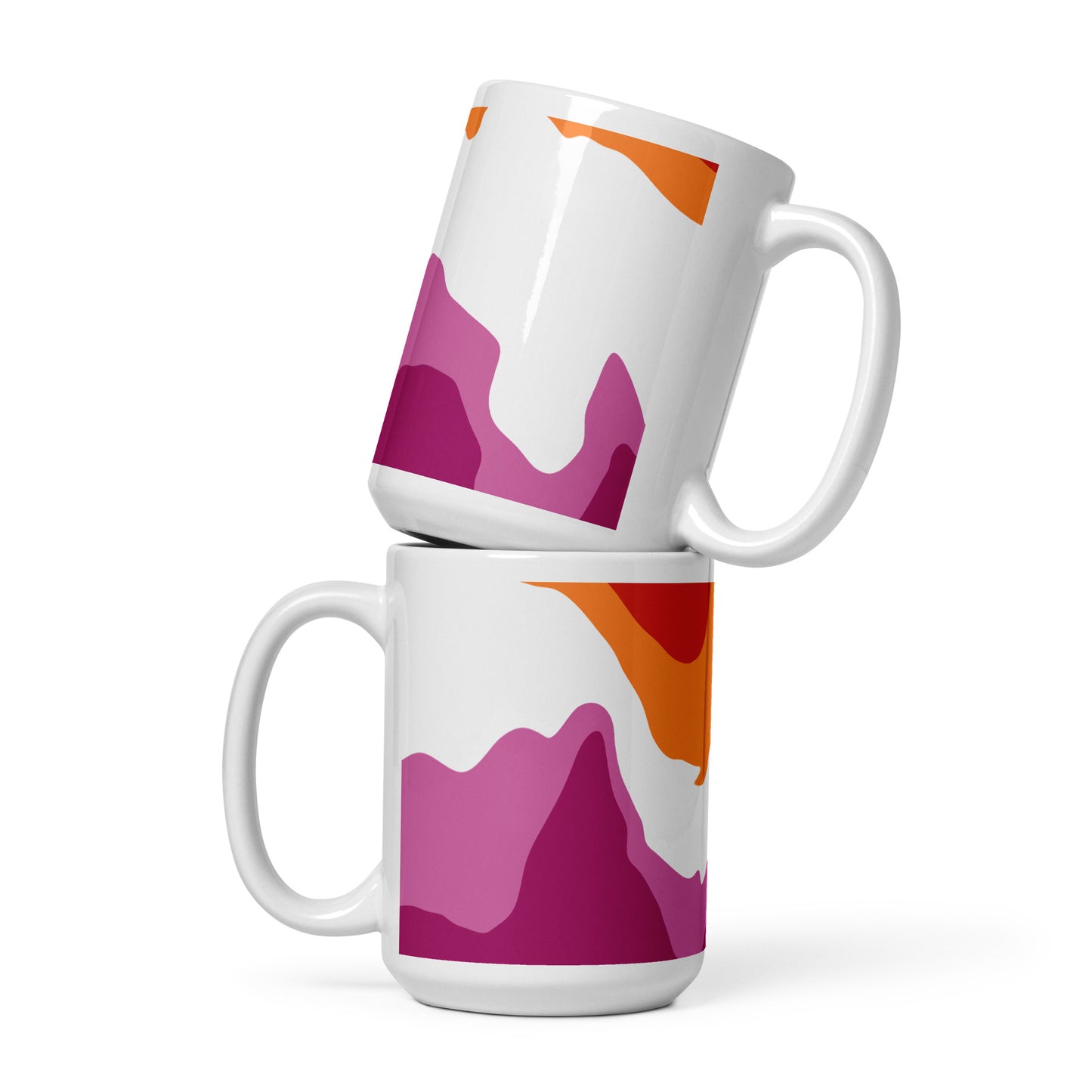 Lesbian Flag Wavy Design Mug | LGBTQ+ Eco Friendly Cup - Jessie's Art Shop