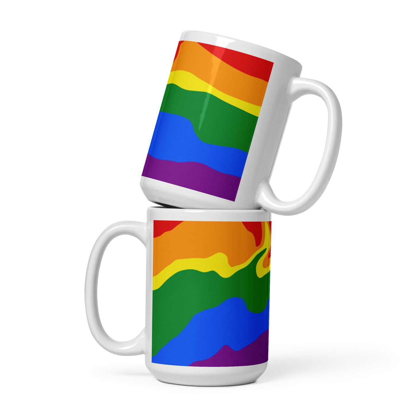 Gay Flag Wavy Design Mug | LGBTQ+ MLM Eco Friendly Cup - Jessie's Art Shop