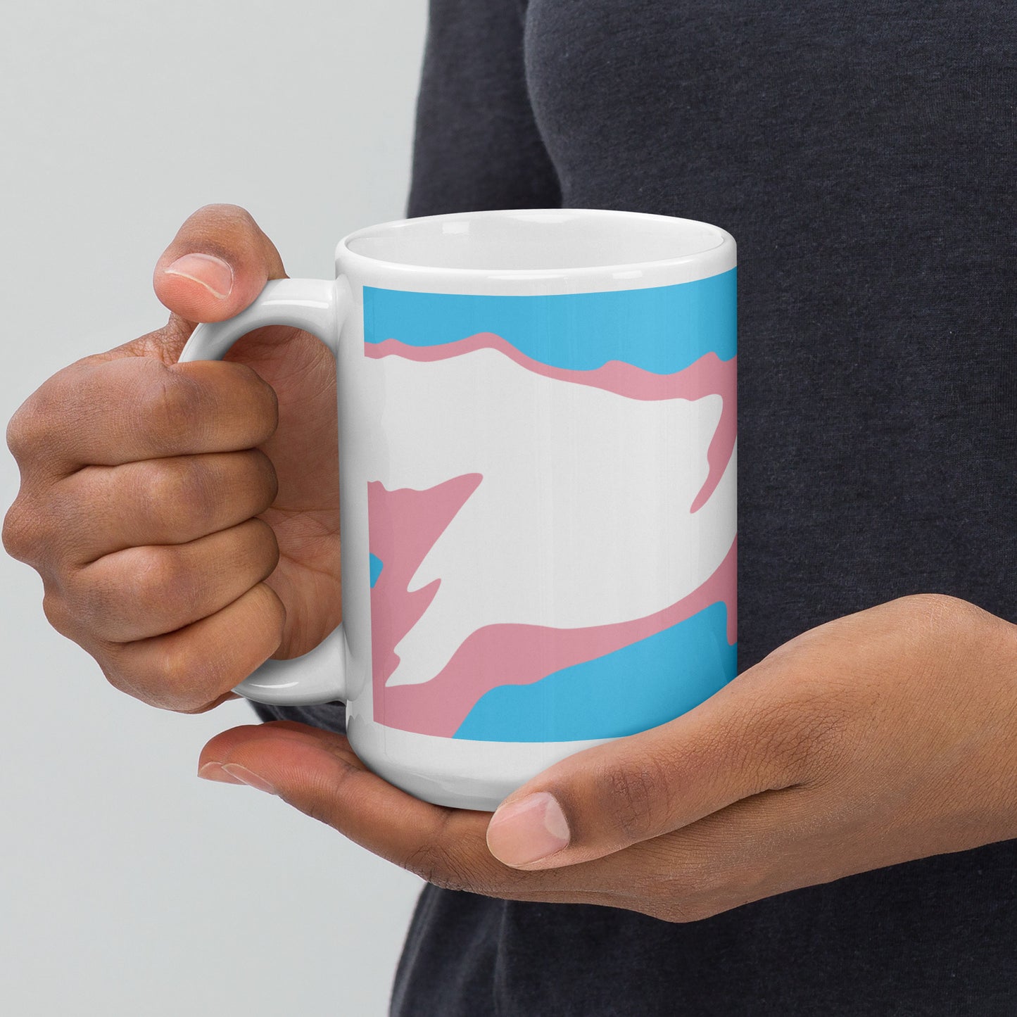 Trans Flag Wavy Design Mug | Eco Friendly Cup - Jessie's Art Shop