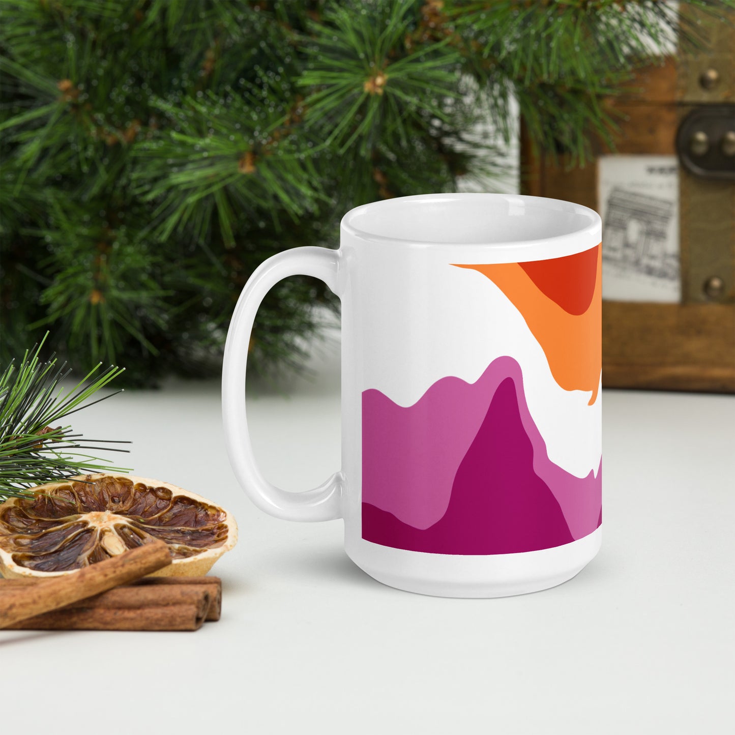 Lesbian Flag Wavy Design Mug | LGBTQ+ Eco Friendly Cup - Jessie's Art Shop