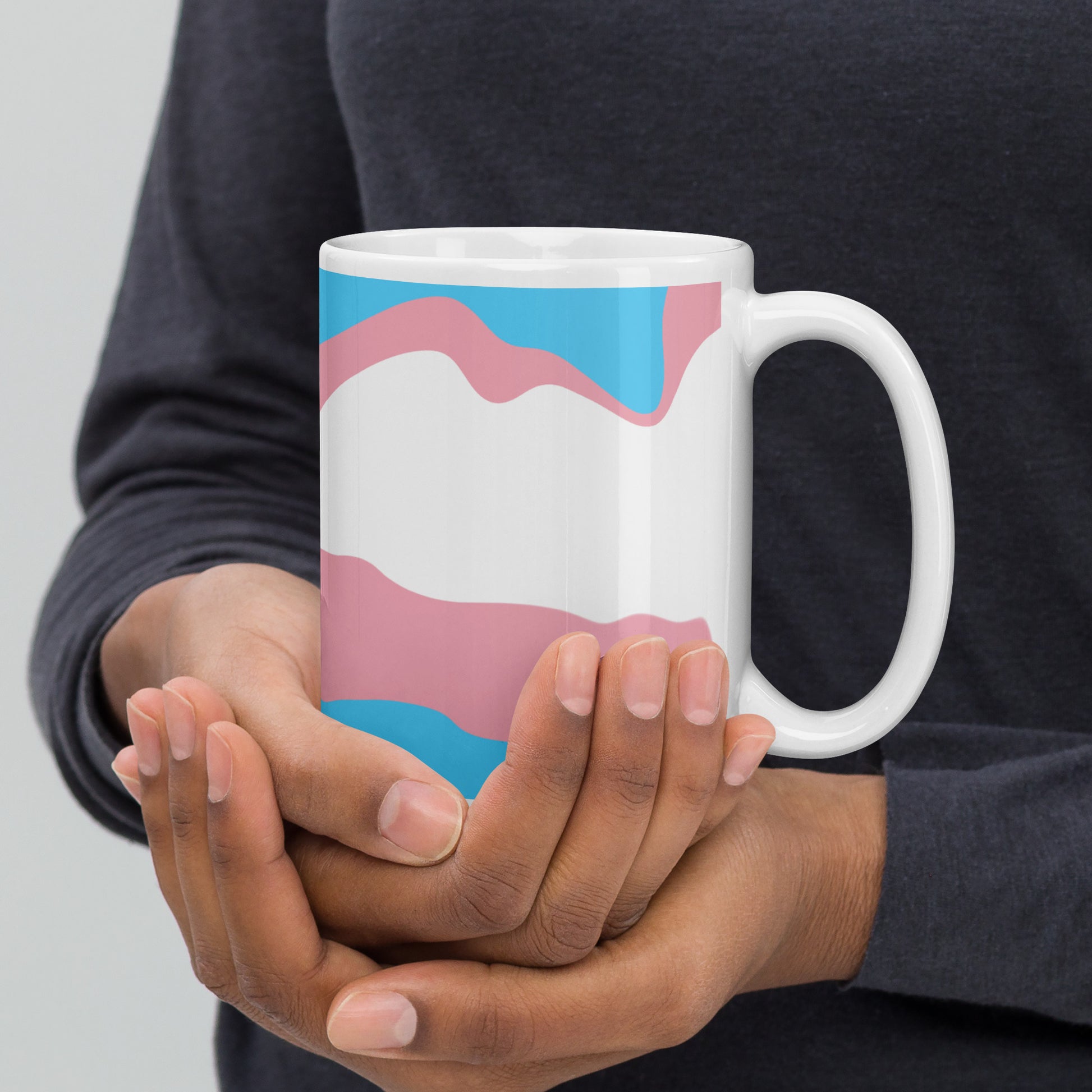 Trans Flag Wavy Design Mug | Eco Friendly Cup - Jessie's Art Shop