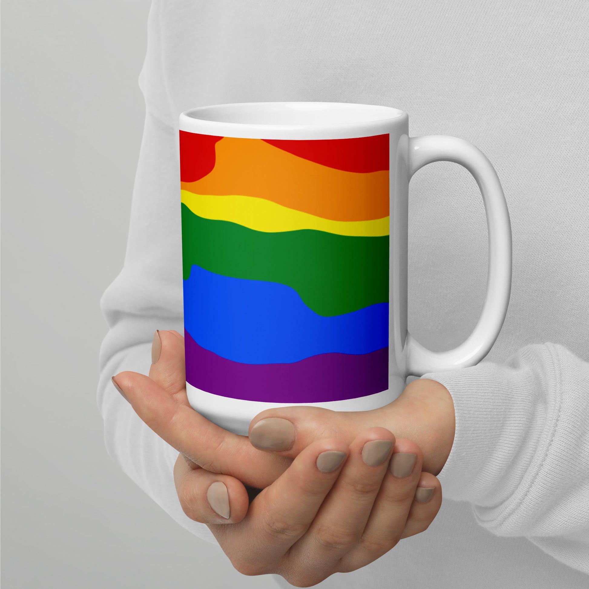 Gay Flag Wavy Design Mug | LGBTQ+ MLM Eco Friendly Cup - Jessie's Art Shop