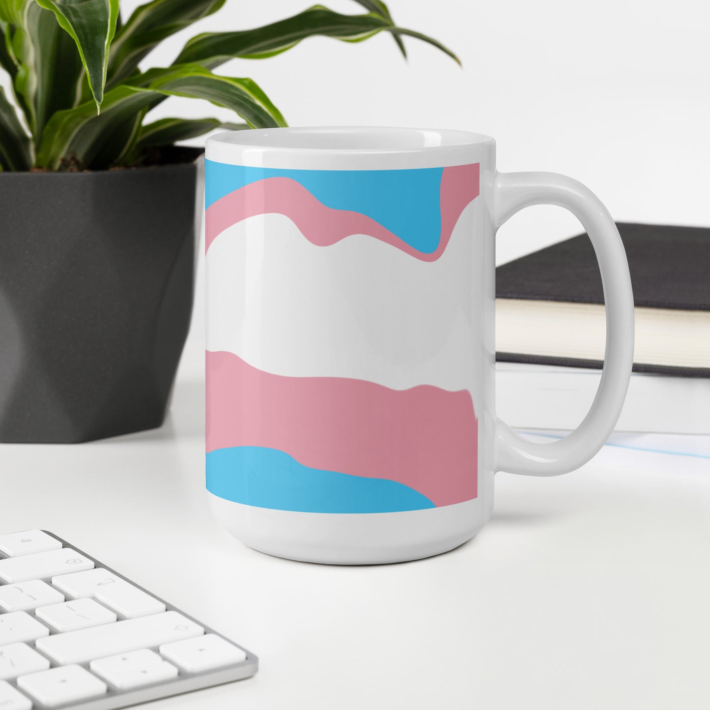 Trans Flag Wavy Design Mug | Eco Friendly Cup - Jessie's Art Shop