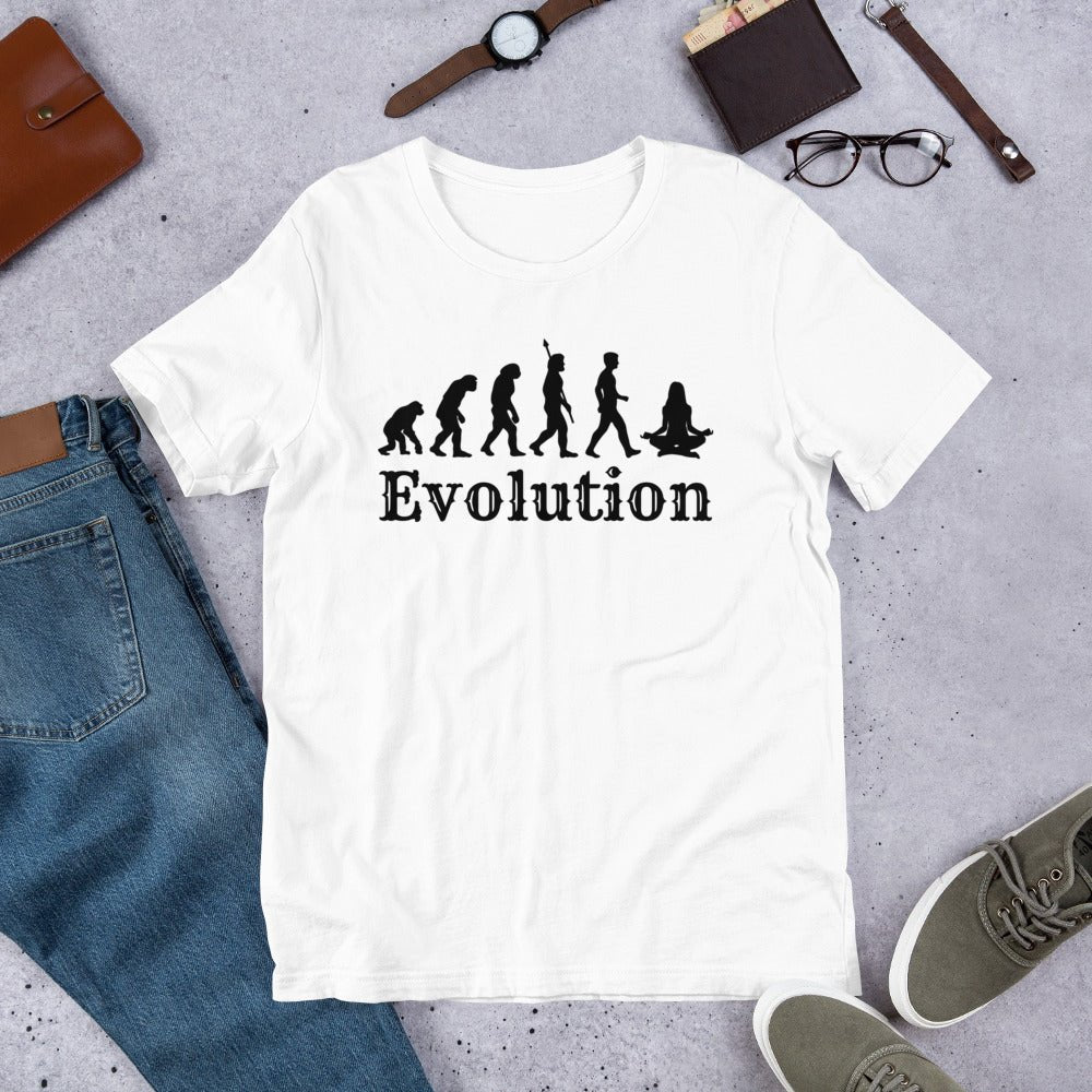 Yoga Evolution T-Shirt | Yoga Class Design | Prayer | eco tee – Jessie's Art Shop