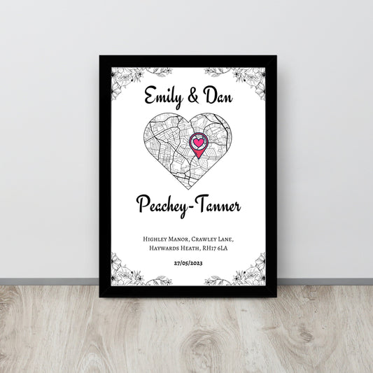 Personalised wedding day gifts | customisable print | newlyweds gift | anniversary present | Eco-friendly | custom art | framed or unframed